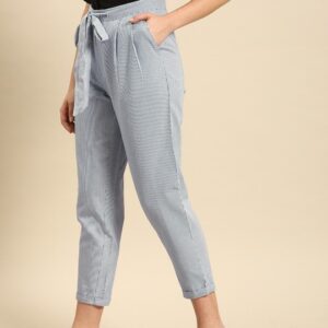 ether Women Striped Ankle Length Trousers