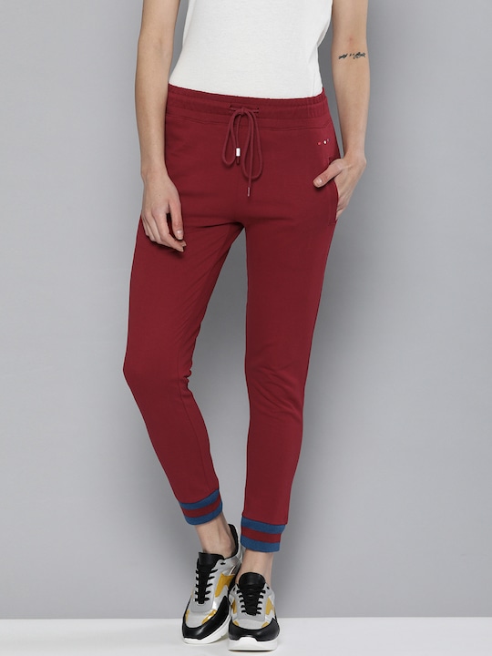 Harvard Women Red Solid Joggers Track Pant