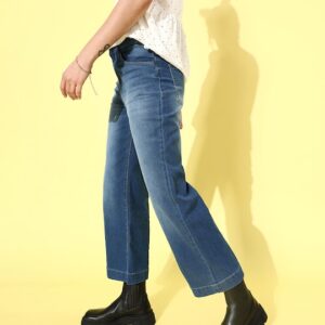 HERE&NOW Women Mid-Rise Flared Clean Look Stretchable Jeans