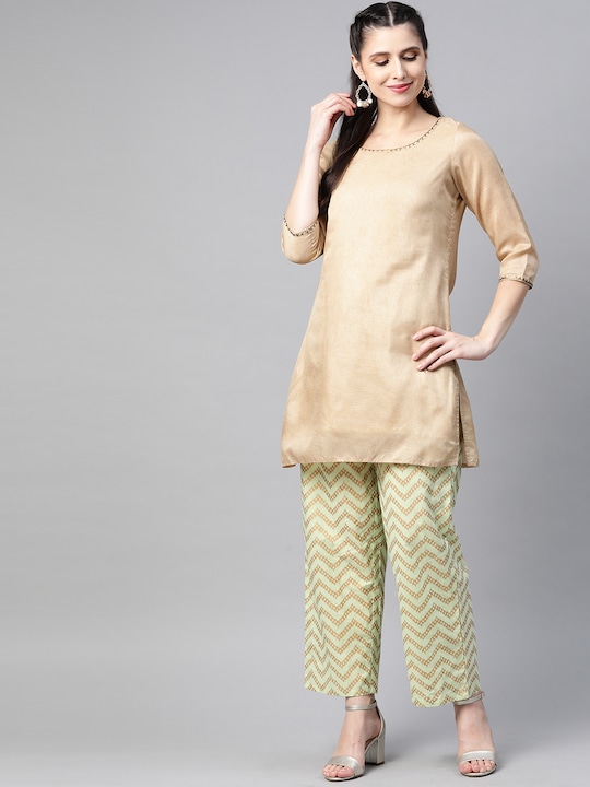 HERE&NOW Women Pure Cotton Print Ethnic Palazzos