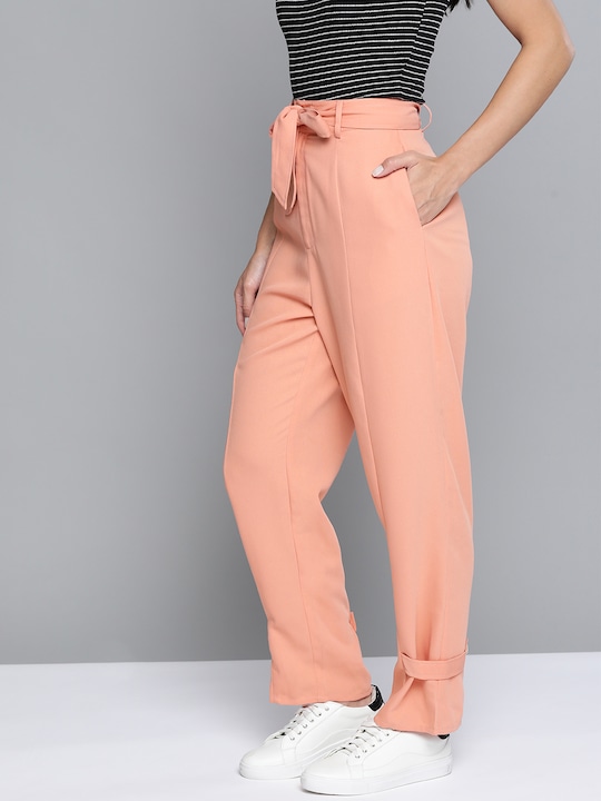 Mast & Harbour Women Solid Pleated Trousers