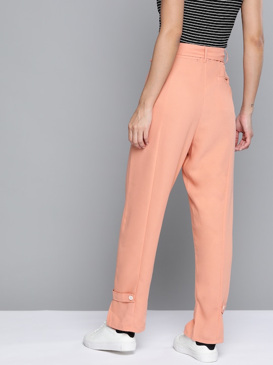 Mast & Harbour Women Solid Pleated Trousers