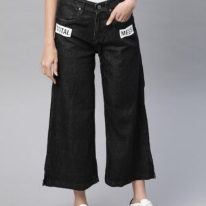 Kook N Keech Women Wide Leg Light Fade Stretchable Jeans