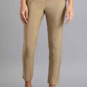 W  Women Gold Solid Slim Pant