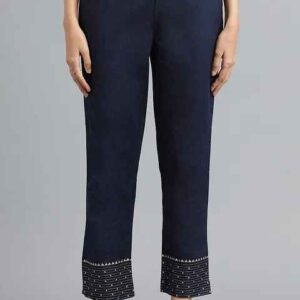 W Women Blue Embroidered Pants