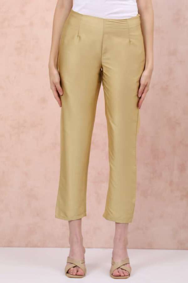 Rangriti  Gold Poly Cotton Slim Pants