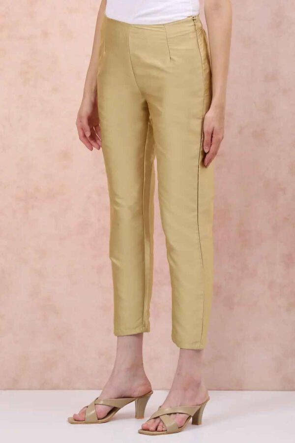 Rangriti  Gold Poly Cotton Slim Pants