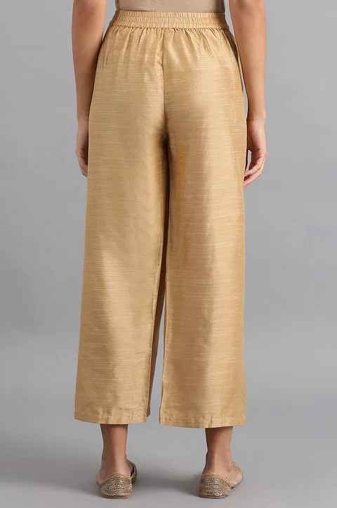 W Women Gold Parallel Plazo Pants