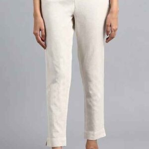 W Women Off-White Solid Pant