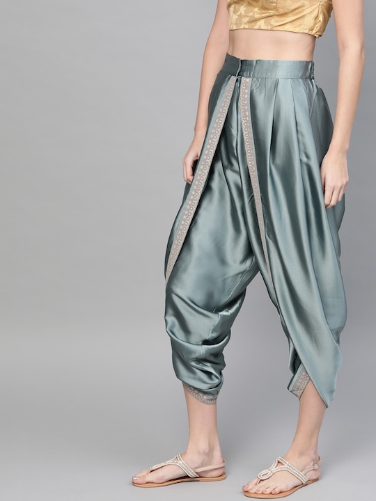 W Women Loose Fit Satin Finish Solid Dhoti Pants