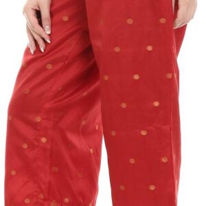 BIBA Red Poly Metallic Cotton Palazzo