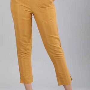 Aurelia  Women Gold Solid Trousers