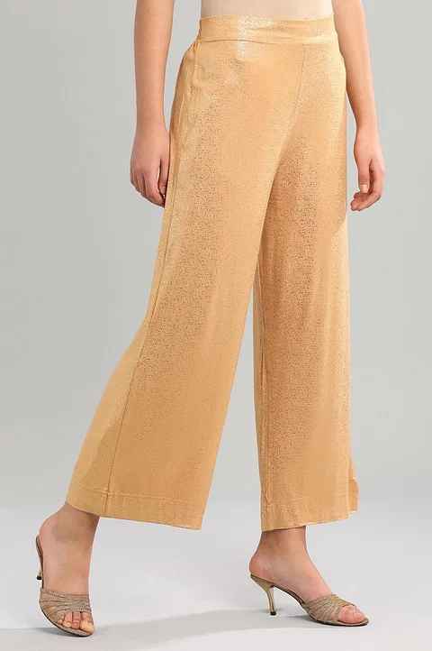 Aurelia Women Dark Shimmer Gold Palazzos