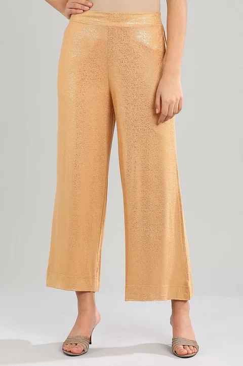 Aurelia Women Dark Shimmer Gold Palazzos