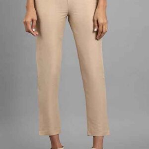 W Women Beige Solid Slim Pants