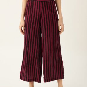 Sangria Women Striped Straight Cropped Palazzos