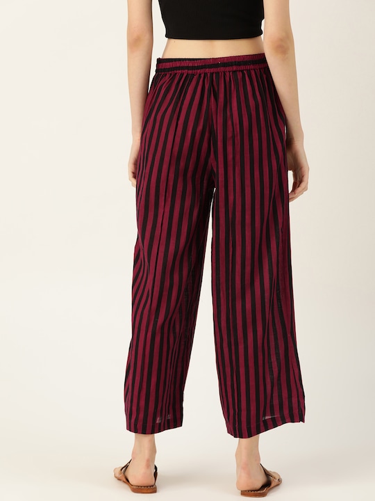 Sangria Women Striped Straight Cropped Palazzos