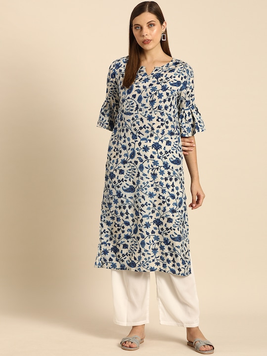 Anouk Women Ethnic Motifs Printed Bell Sleeves Kurta