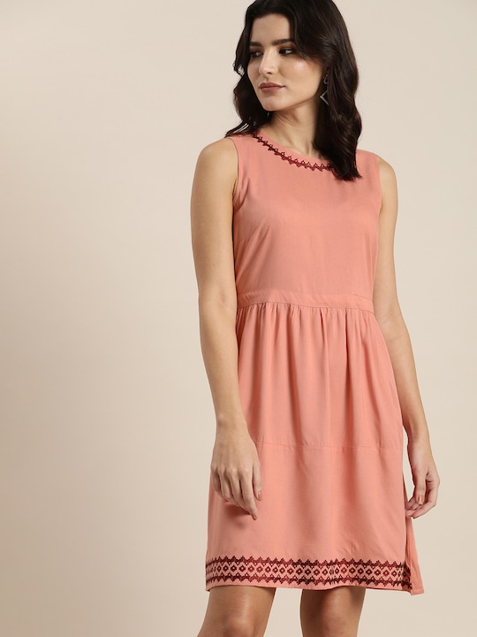 all about you Fit & Flared Dress with Embroidery