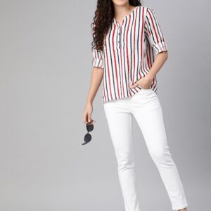 HERE&NOW Striped Shirt Style Top