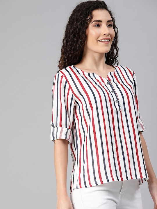 HERE&NOW Striped Shirt Style Top