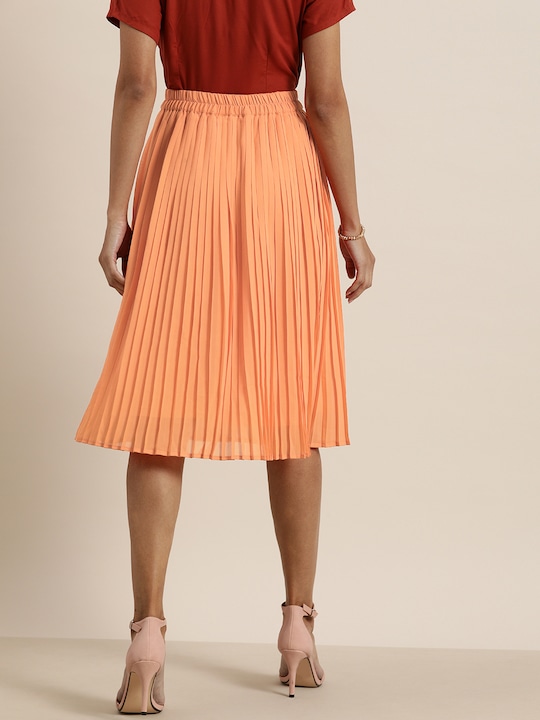 all about you Women Solid Accordion Pleated A-Line Skirt