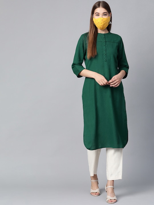 HERE&NOW Women Solid Straight Kurta