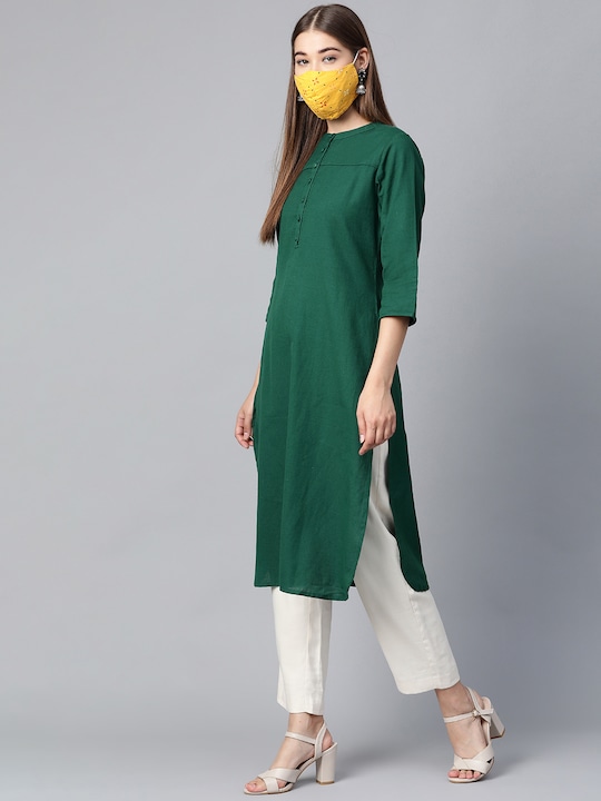 HERE&NOW Women Solid Straight Kurta