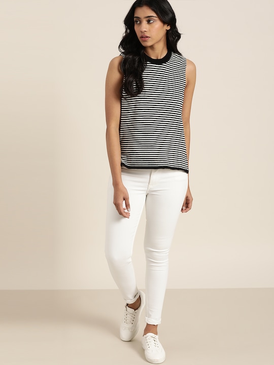 her by Invictus Indoor Women Flat Knit Striped Top