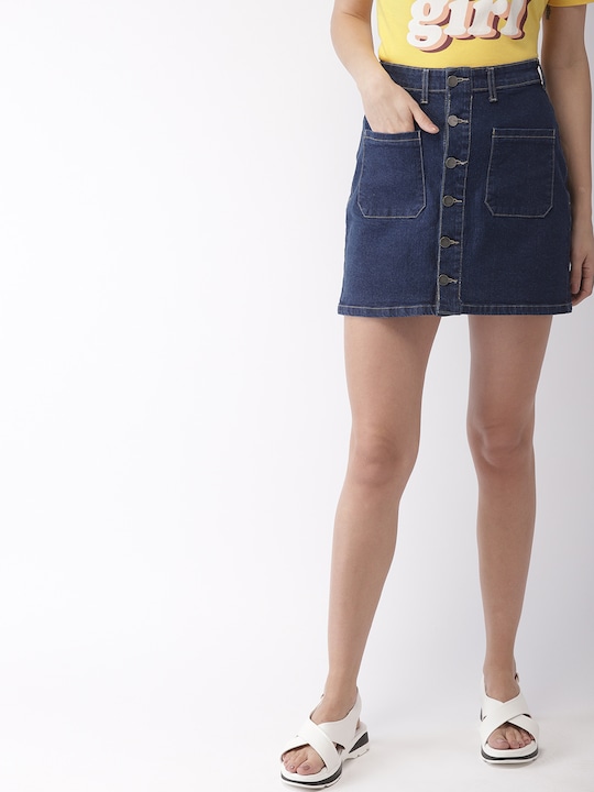 Mast & Harbour Women Straight Denim Skirt