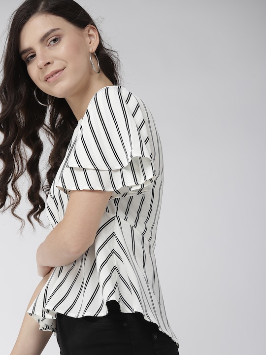 Mast & Harbour Women Striped Peplum Top