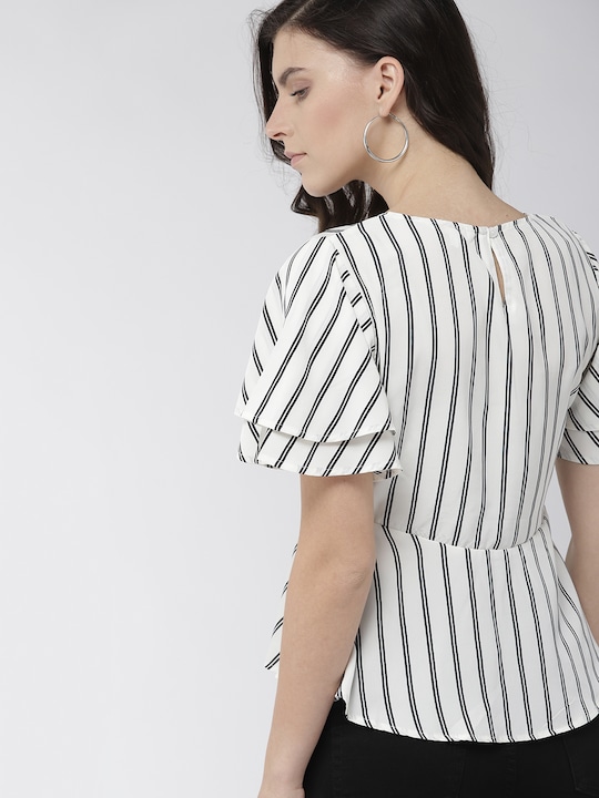 Mast & Harbour Women Striped Peplum Top