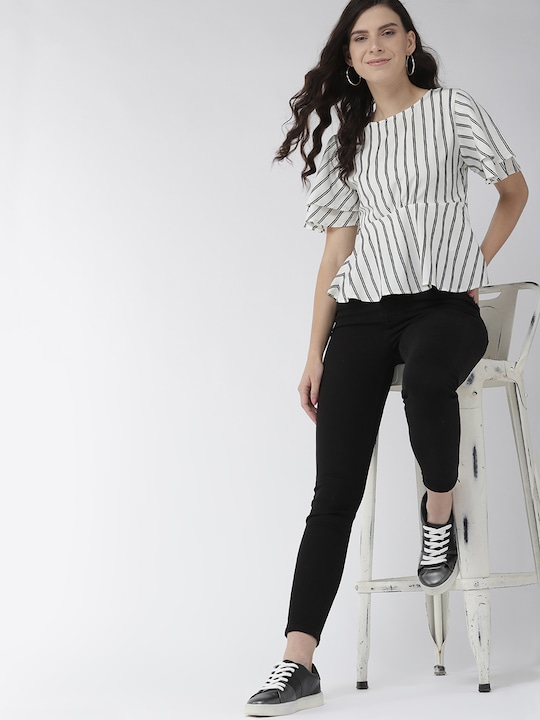 Mast & Harbour Women Striped Peplum Top