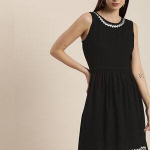 all about you Women Embroidered Detail Fit & Flare Dress