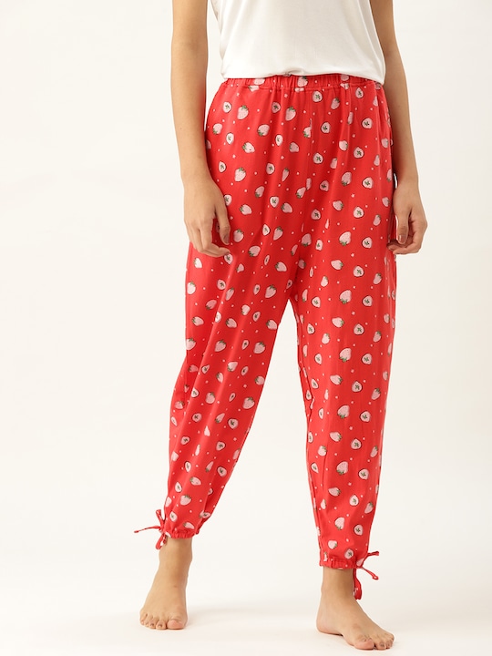 DressBerry Women Printed Pure Cotton Joggers Lounge Pants