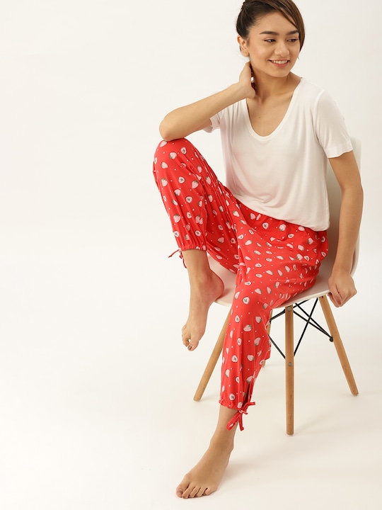 DressBerry Women Printed Pure Cotton Joggers Lounge Pants