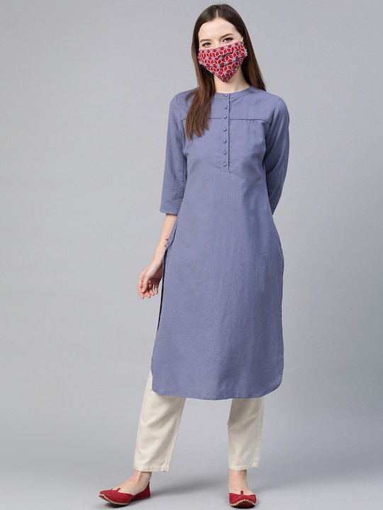 HERE&NOW Women Solid Straight Kurta