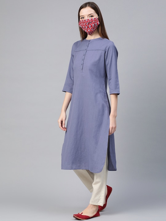 HERE&NOW Women Solid Straight Kurta