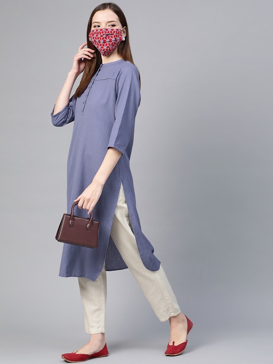 HERE&NOW Women Solid Straight Kurta