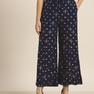 Sangria Women Printed Wide Leg Palazzos