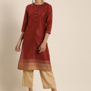 all about you Women Zari Detailed Kurta