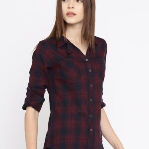 Roadster Women Slim Fit Checked Sustainable Casual Shirt