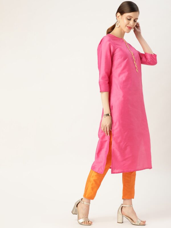 all about you Women Thread Work Kurta with Trousers