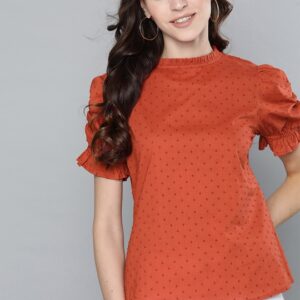 Mast & Harbour Women Self-Design Pure Cotton Top