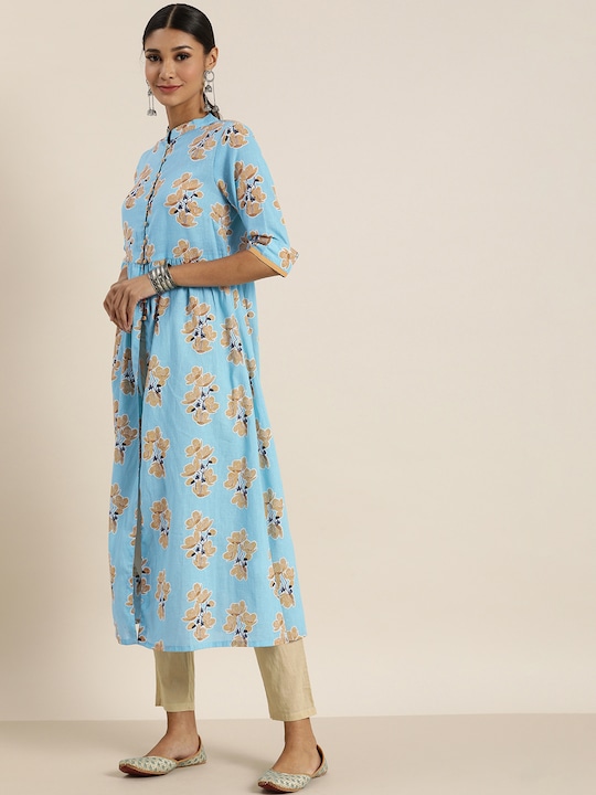 all about you Women Printed Floral Pure Cotton Kurta