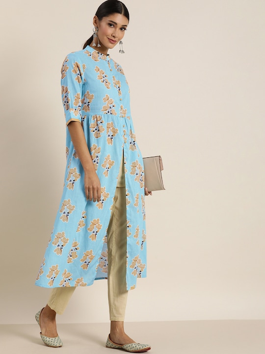 all about you Women Printed Floral Pure Cotton Kurta