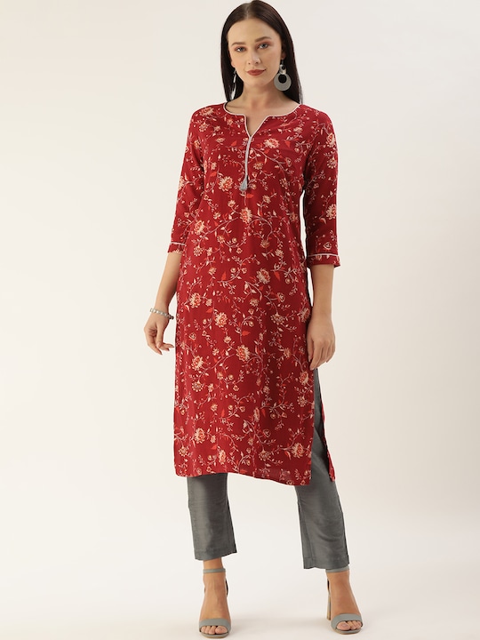 all about you Women Floral Printed Kurta