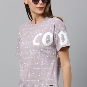 Roadster Women Geometric Printed Round Neck Pure Cotton T-shirt