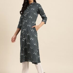 Sangria Women Printed Pure Cotton A-Line Kurta