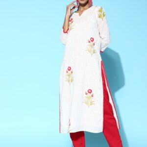 HERE&NOW Women Ethnic Motifs Print Cotton Straight Kurta